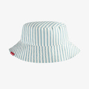 Chapeau de soleil réversible bleu avec rayures, enfant || Reversible blue bucket hat with stripes, child