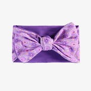 Bandeau de bain réversible mauve à motif floral, enfant || Reversible purple headband with floral print, child