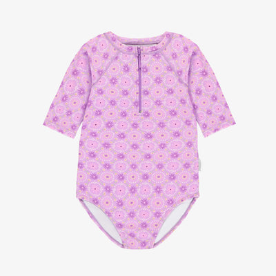 Maillot de bain une-pièce mauve à motif de floral, enfant || Purple floral one-piece swimsuit, child