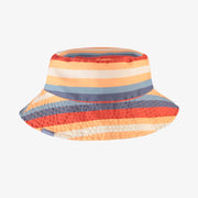 Chapeau de soleil réversible orange et à rayures, enfant || Reversible orange and striped sun hat, child
