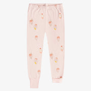 Pyjama rose pâle avec un motif de crèmes glacées en jersey, enfant || Light pink pajama with an ice cream print in jersey, child