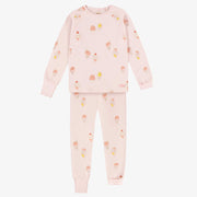 Pyjama rose pâle avec un motif de crèmes glacées en jersey, enfant || Pale pink pajama with an ice cream print in jersey, child
