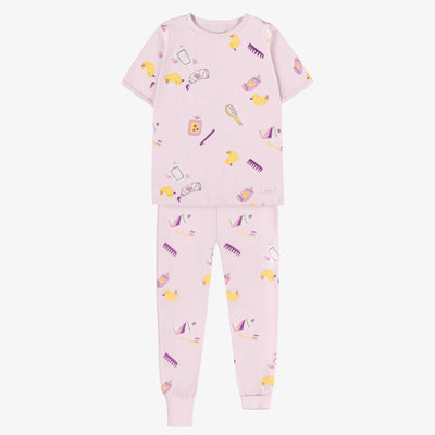 Pyjama lavande deux-pièces à motif en jersey, enfant || Lavender two-piece pajama with print in jersey, child