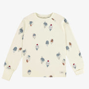 Pyjama crème avec un motif de crèmes glacées en jersey, enfant || Cream pajama with an ice cream print in jersey, child