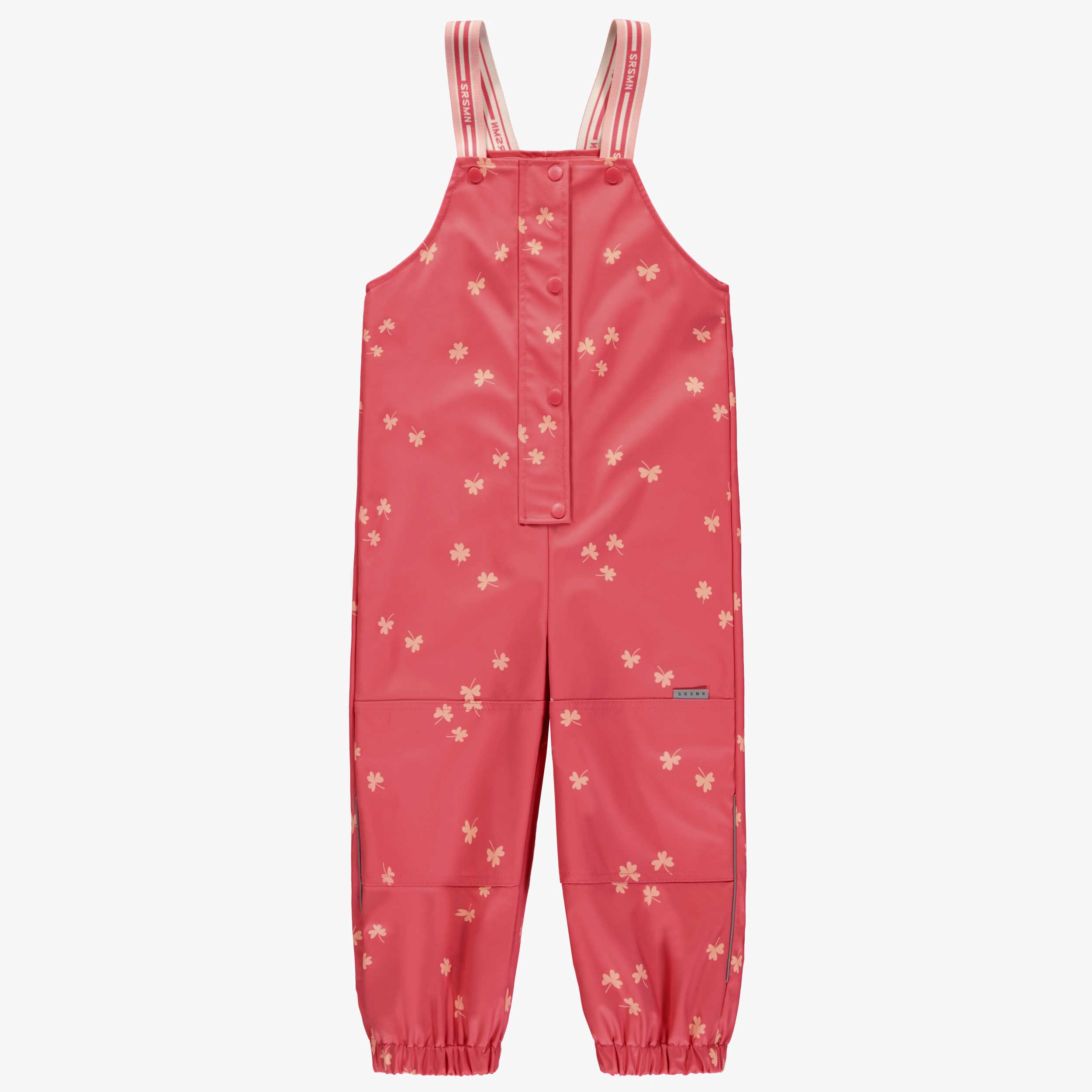 Pink polyurethane rain overalls, child