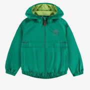 Manteau coupe-vent vert à capuchon, enfant || Green wind resistant hooded coat, child