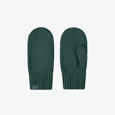 Mitaines vert sarcelle de maille, enfant || Teal green knitted mittens, child