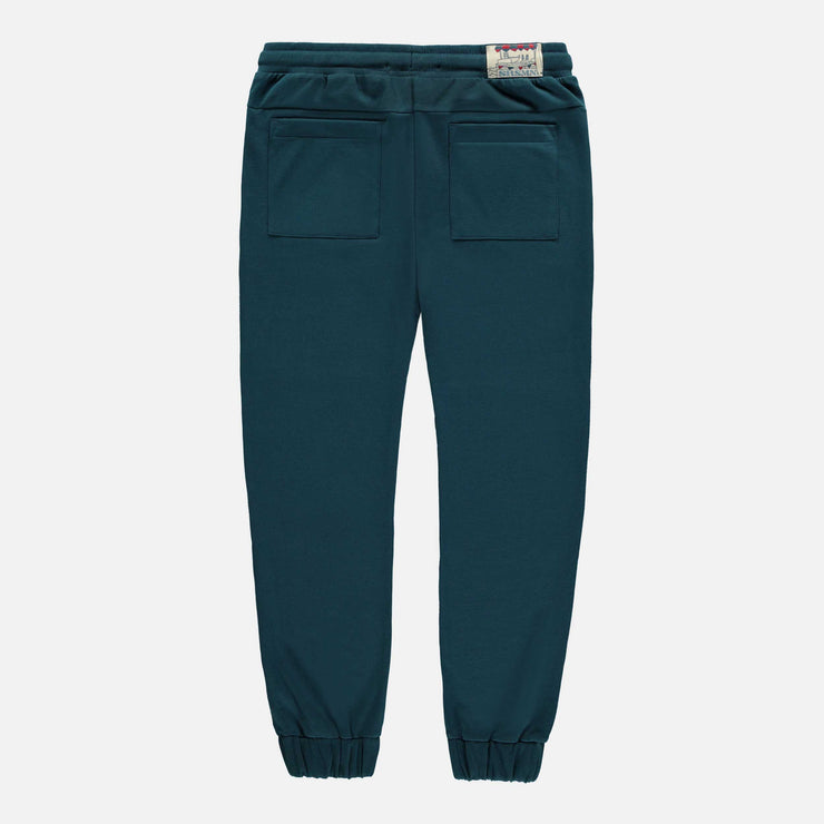 Pantalon coupe décontractée turquoise foncé en coton français, enfant || Dark turquoise French Terry relaxed fit pants, child