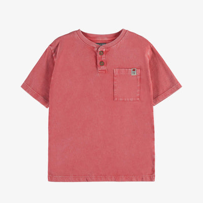 T-shirt à manches courtes rouge en coton, enfant || Red short sleeves t-shirt in cotton, child