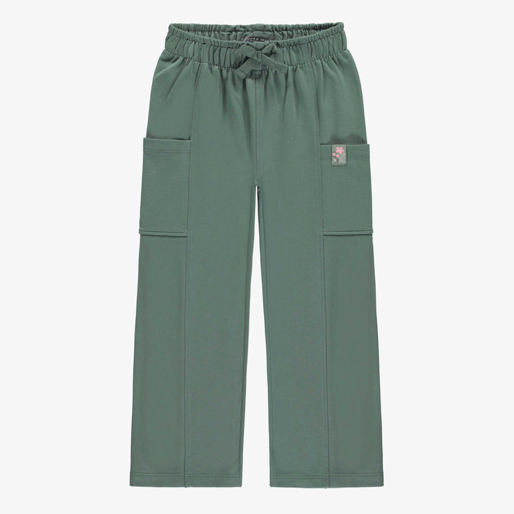 Pantalon coupe régulière vert en coton français, enfant || Green regular fit pants in french terry, child
