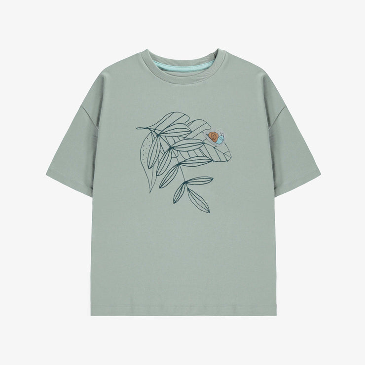 T-shirt à manches courtes vert avec illustration, enfant || Green short sleeves T-shirt with print, child
