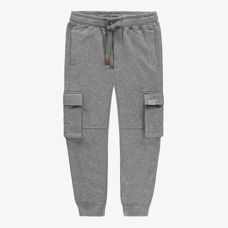 Pantalon gris coupe régulière style jogging en coton français, enfant || Gray pants regular fit jogger style in french terry,  child