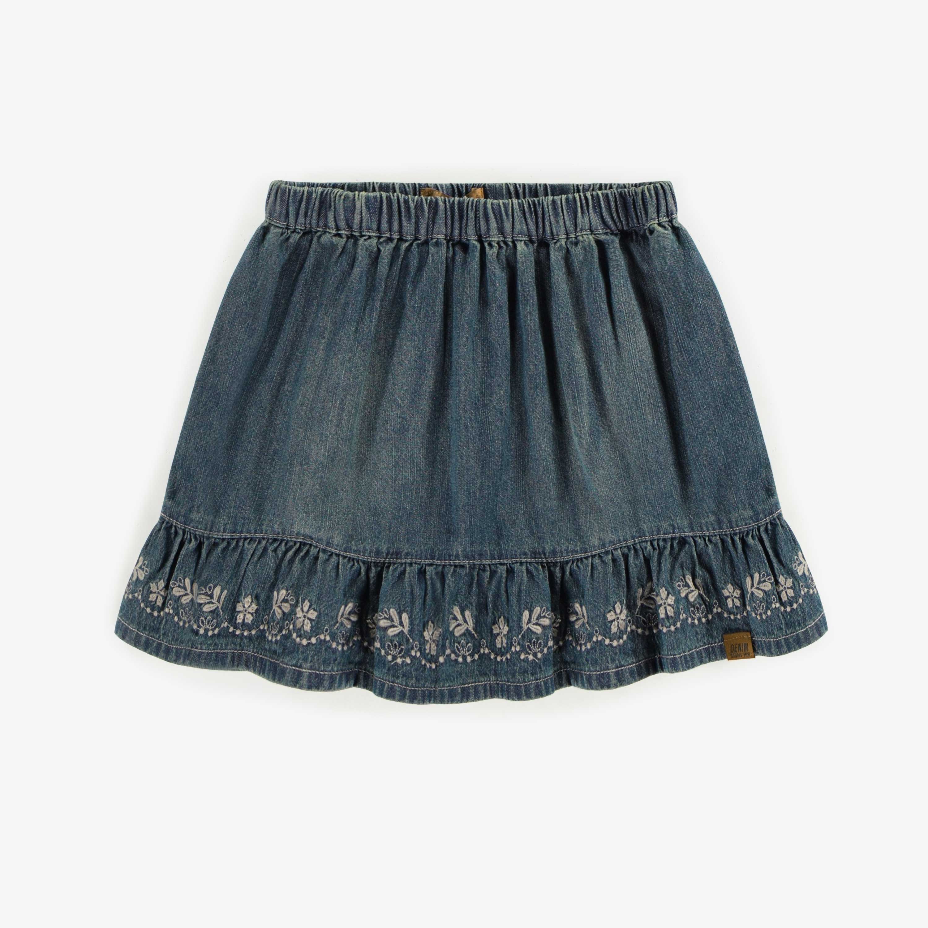 Jupe courte en denim léger, bleu moyen, enfant