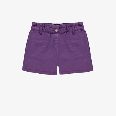 Short coupe décontractée en twill extensible, mauve, enfant || Relaxed fit purple denim shorts, child