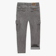 Pantalon de coupe régulière en denim extensible, gris moyen, enfant || Regular fit pants in stretch dark blue denim, child