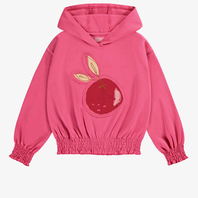 Chandail à capuchon de coupe décontractée rose avec illustration, enfant || Pink hoodie relaxed fit with illustration, child