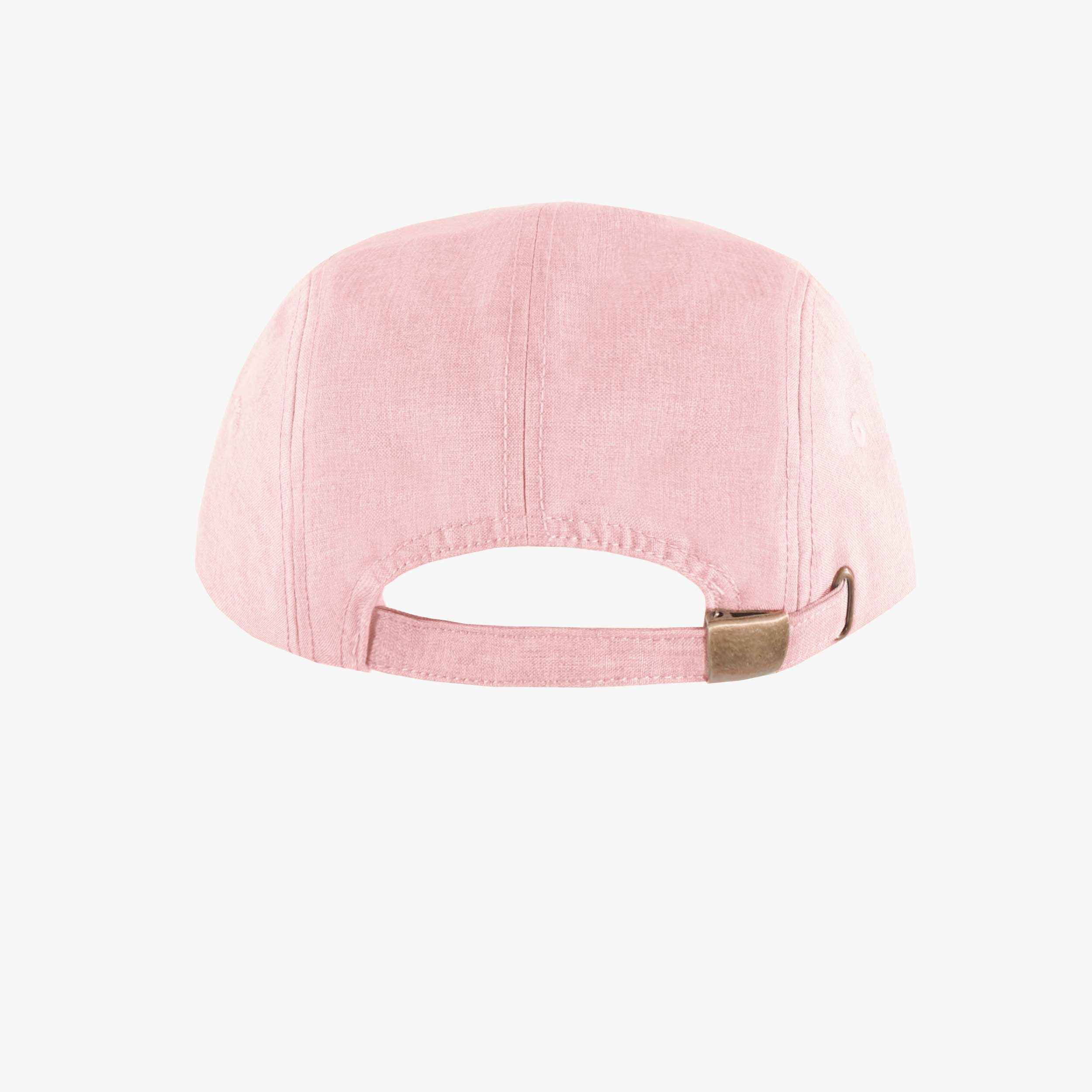 Côté de la casquette rose à visière plate en lin et coton, enfant