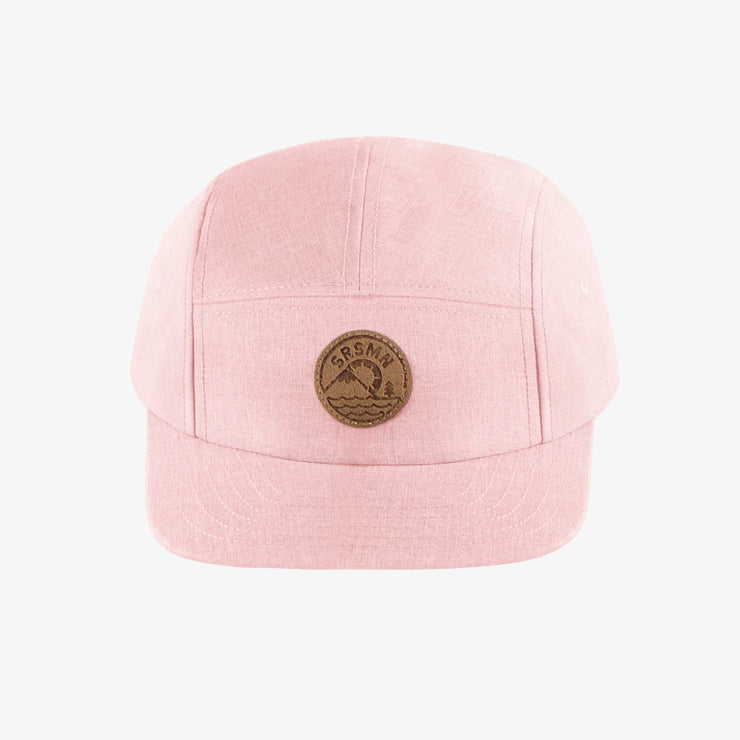 Casquette rose à visière plate en lin et coton, enfant || Pink cap with flat visor in linen and cotton, child