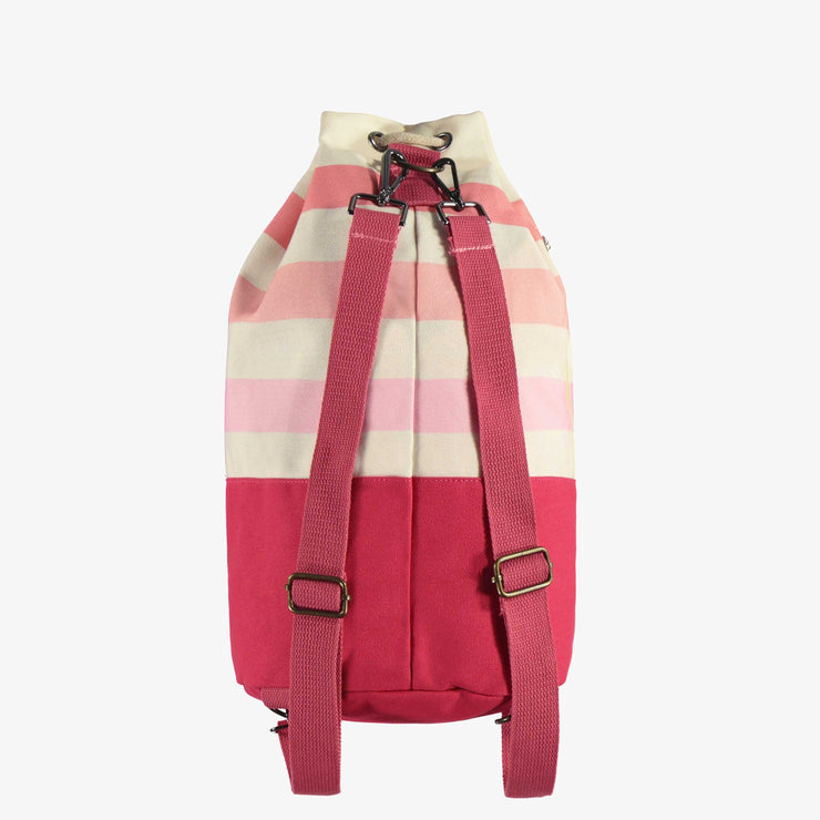 Sac de plage avec rayures en dégradé rose en toile de coton, enfant || Beach bag with stripes in gradient of pink in cotton canvas, child