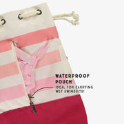 Sac de plage avec rayures en dégradé rose en toile de coton, enfant || Beach bag with stripes in gradient of pink in cotton canvas, child