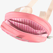 Sac à dos fraise rose en faux cuir, enfant  || Pink strawberry backpack in fake leather, child