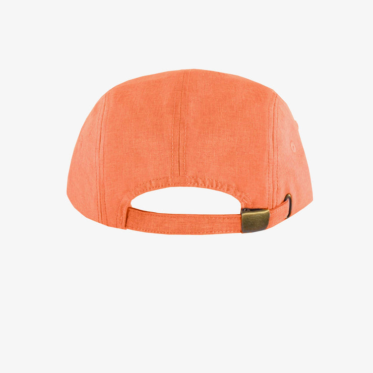 Casquette orange à visière plate en lin et coton, enfant || Orange cap with flat visor in linen and cotton, child