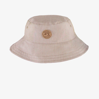 Chapeau de soleil brun et crème avec rayures, enfant || Brown bucket hat with stripes, child