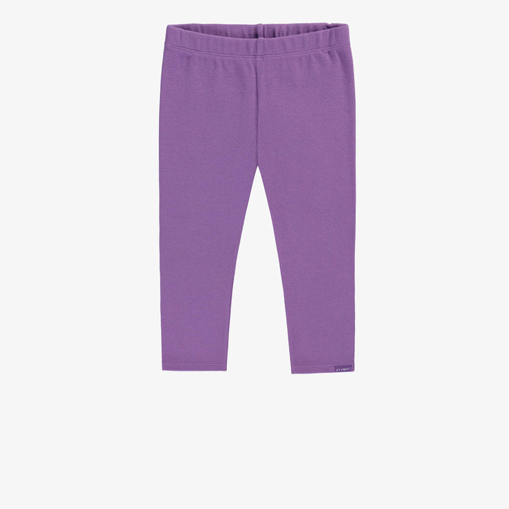 Legging longueur ¾ mauve en tricot côtelé, enfant || Purple ¾ length legging in ribbed knit, child