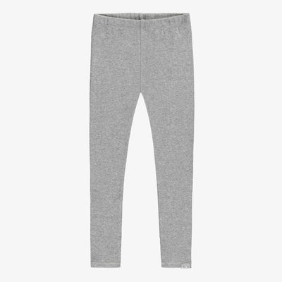 Legging long gris moyen en tricot côtelé, enfant || Long legging medium grey in ribbed knit, child