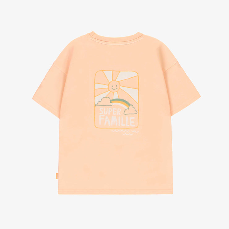 T-shirt à manches courtes pêche avec illustrations, enfant || Peach short-sleeved t-shirt with illustrations, child