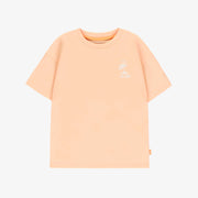 T-shirt à manches courtes pêche avec illustrations, enfant || Peach short-sleeved t-shirt with illustrations, child