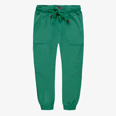 Pantalon coupe décontractée vert en coton français, enfant || Green relaxed fit pant jogging style, child