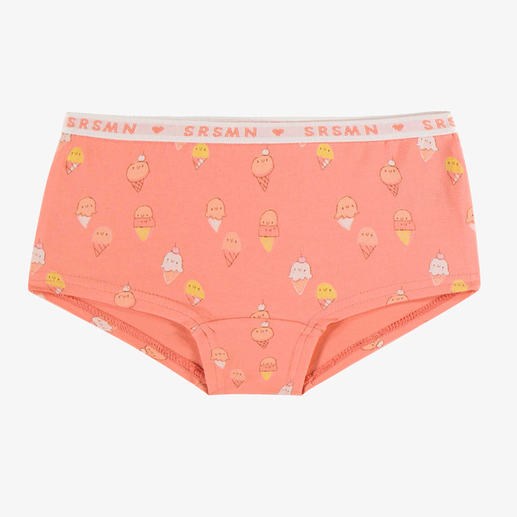 Culotte garçonne pêche avec crèmes glacées en jersey, enfant || Peach panties with ice creams in jersey, child