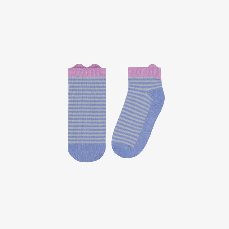 Chaussettes courtes bleues à rayures, enfant || Blue striped short socks, child