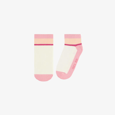 Chaussettes courtes roses avec bloc de couleurs, enfant || Short pink socks with color block, child
