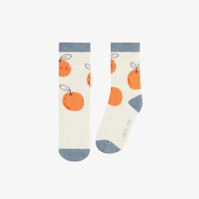 Chaussettes crème avec des oranges rétros, enfant || Cream socks with retro oranges, child