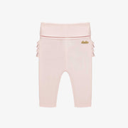 Legging à volants rose pâle en coton biologique, naissance || Light pink leggings with ruffles in organic cotton, newborn
