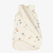 Gigoteuse crème matelassée à motif en mousseline, naissance || Cream quilted wearable blanket with pattern in muslin, newborn