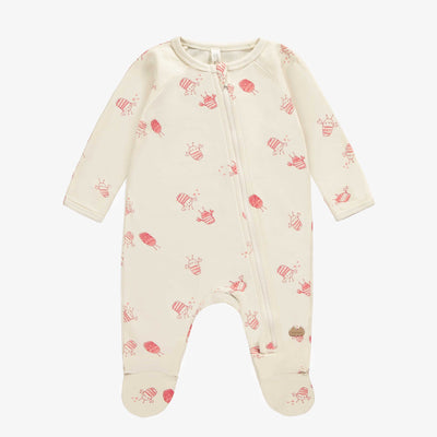 Pyjama crème avec motif d'écrevisses en jersey biologique, naissance || Cream pajama with crayfish print in organic jersey, newborn