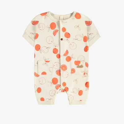 Pyjama crème avec motif d’oranges en coton biologique, naissance || Cream pajama with orange print in organic cotton, newborn