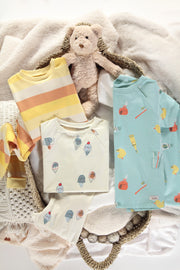 Pyjama crème avec un motif de crèmes glacées en jersey, enfant || Cream pajama with an ice cream print in jersey, child