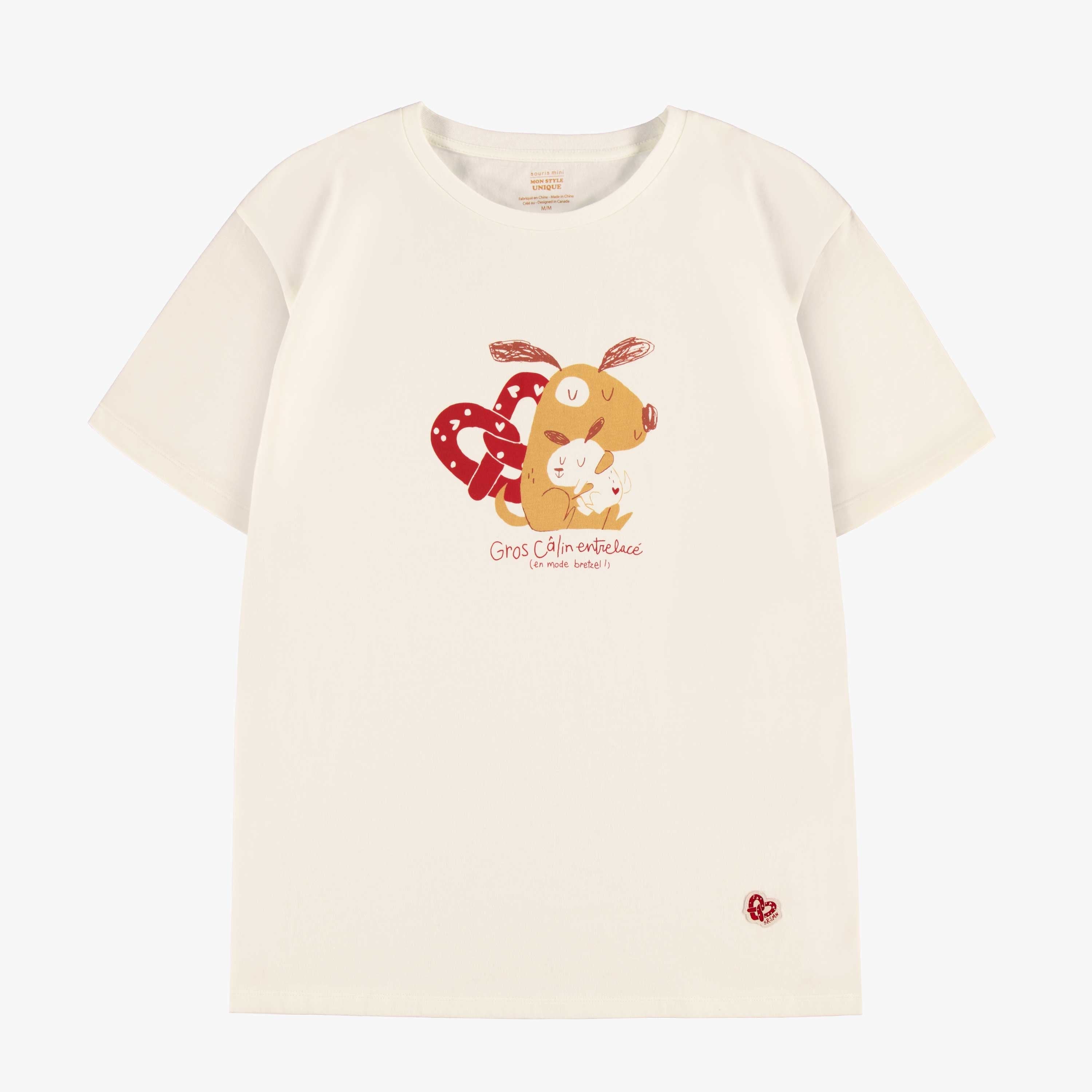 Haut de pyjama crème à illustration Saint-Valentin, adulte