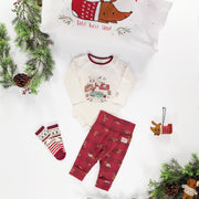 Cache-couche des fêtes crème avec illustration en coton, bébé || Cream holiday bodysuit with illustration in cotton, baby