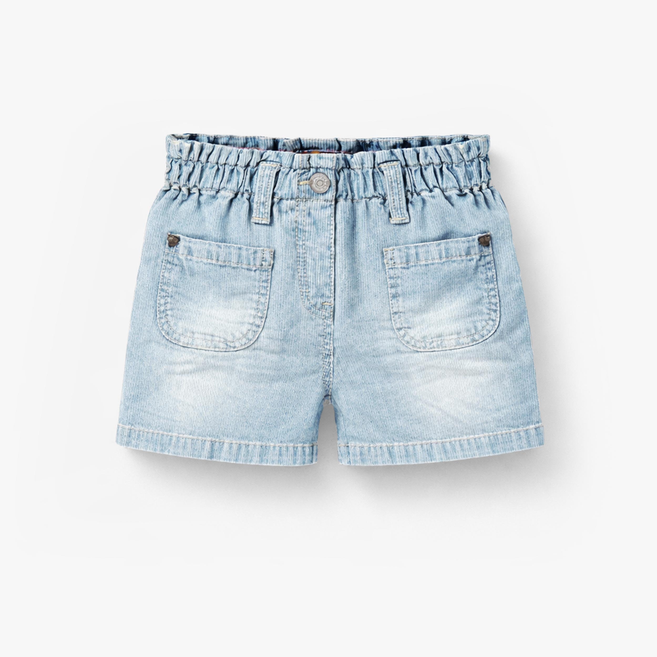 Short bleu pâle en denim à rayures, enfant - Souris Mini