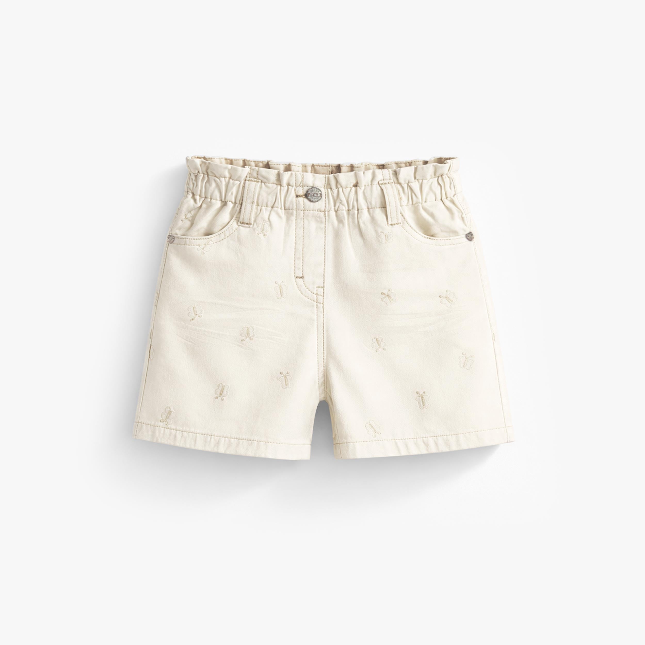 Short crème en denim avec broderies de papillons, enfant - Souris Mini
