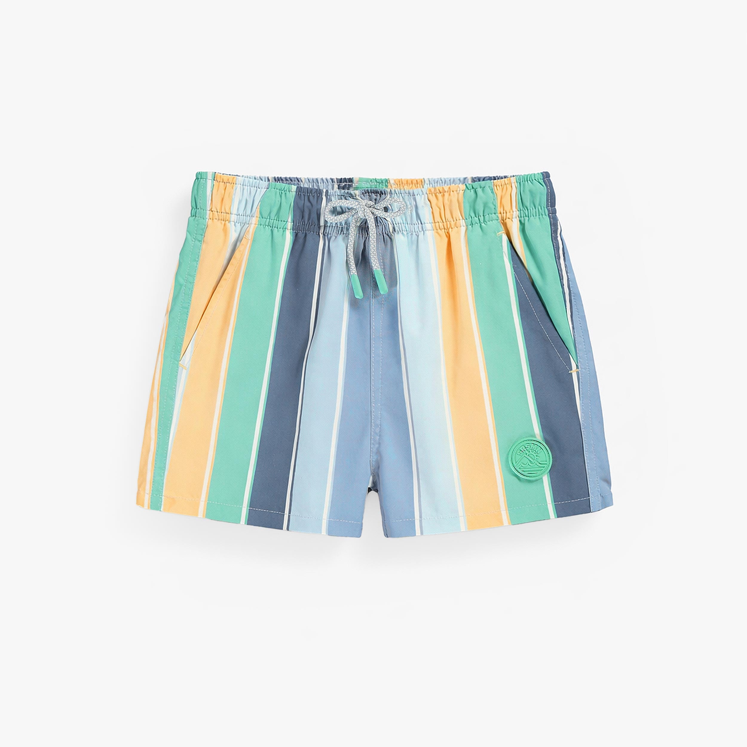 Short de bain crème à rayures colorées, enfant - Souris Mini