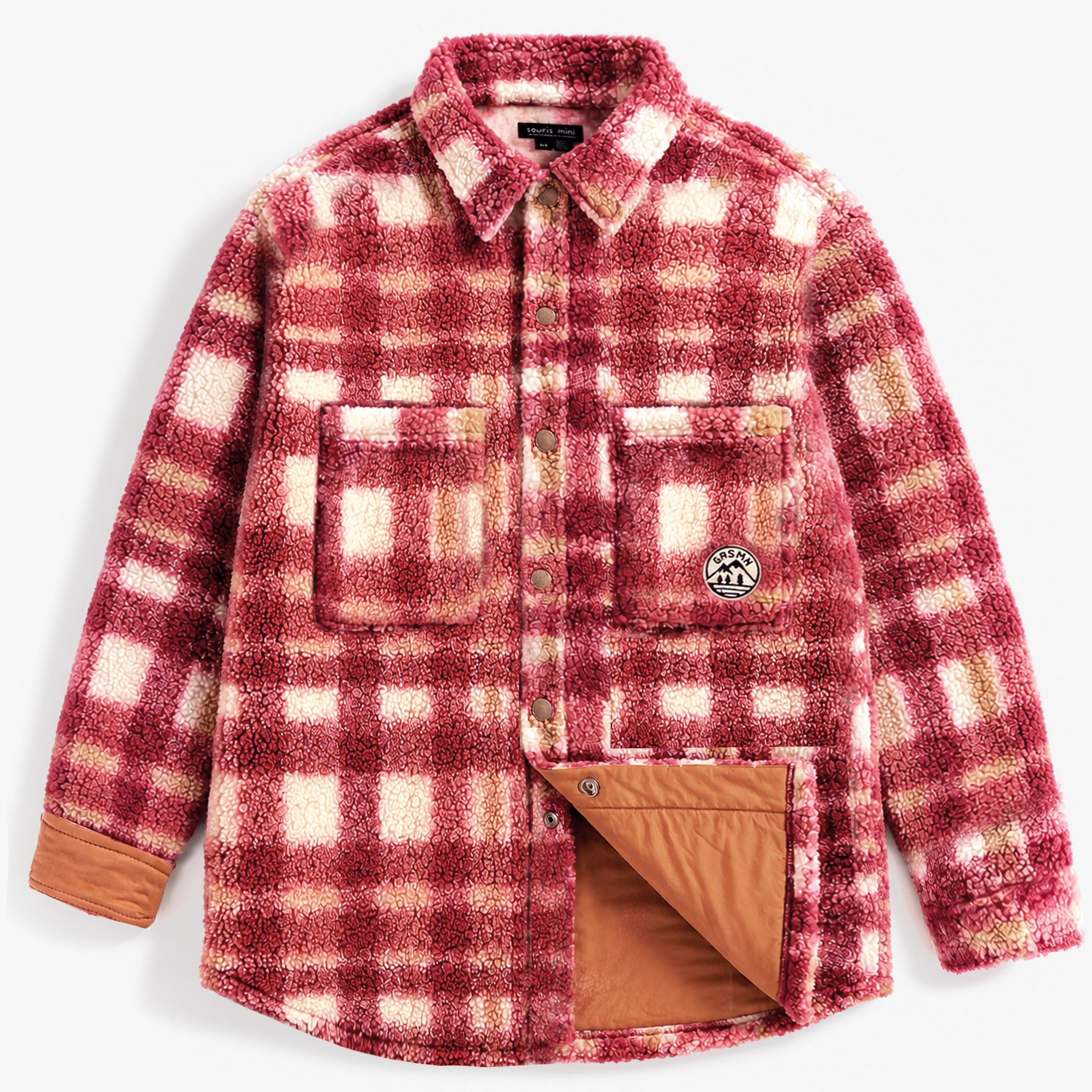 Surchemise en sherpa à carreaux rouge et écru, adulte - Souris Mini