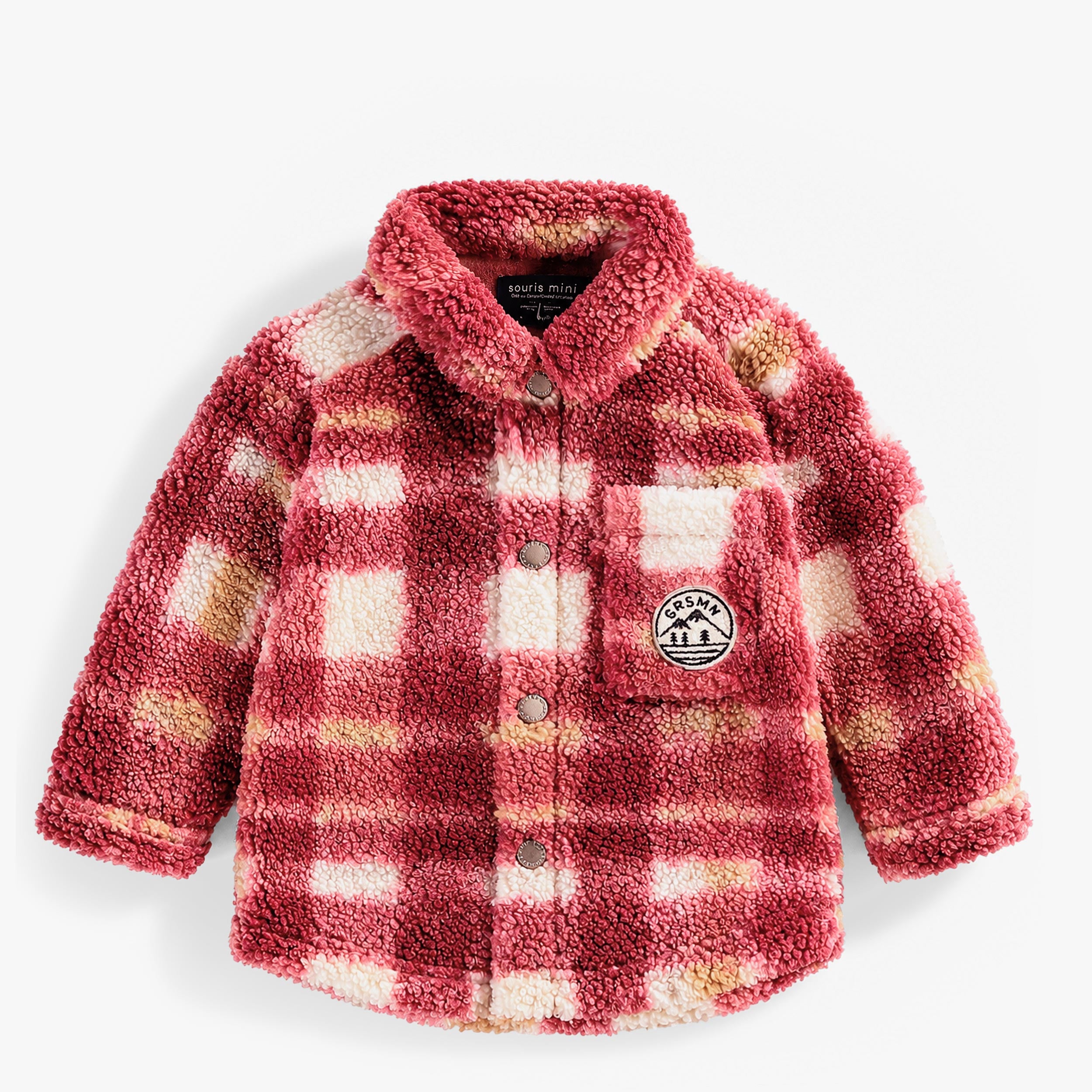 Surchemise en sherpa à carreaux rouge et écru, bébé - Souris MIni