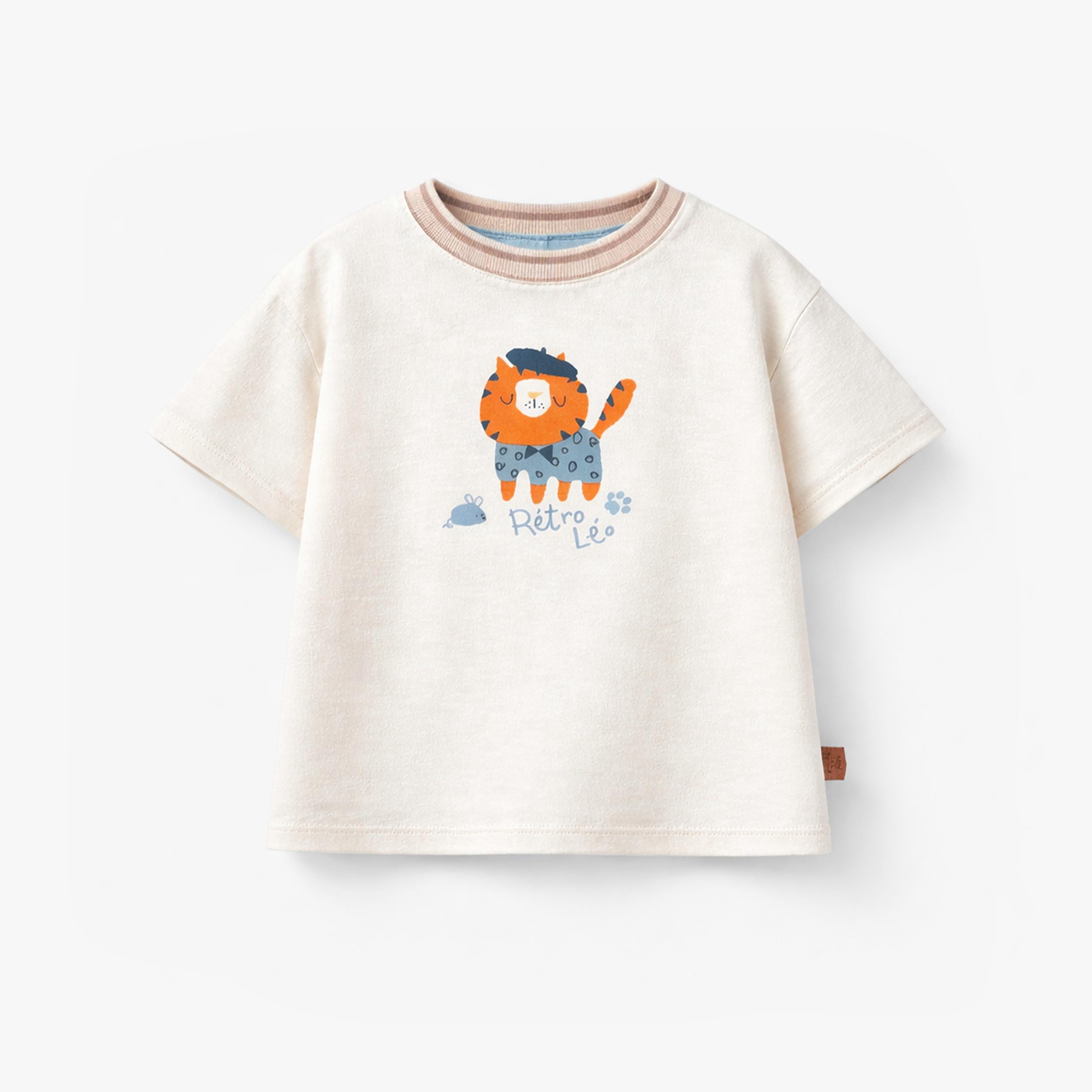 T-shirt blanc avec illustration de tigre, bébé - Souris Mini