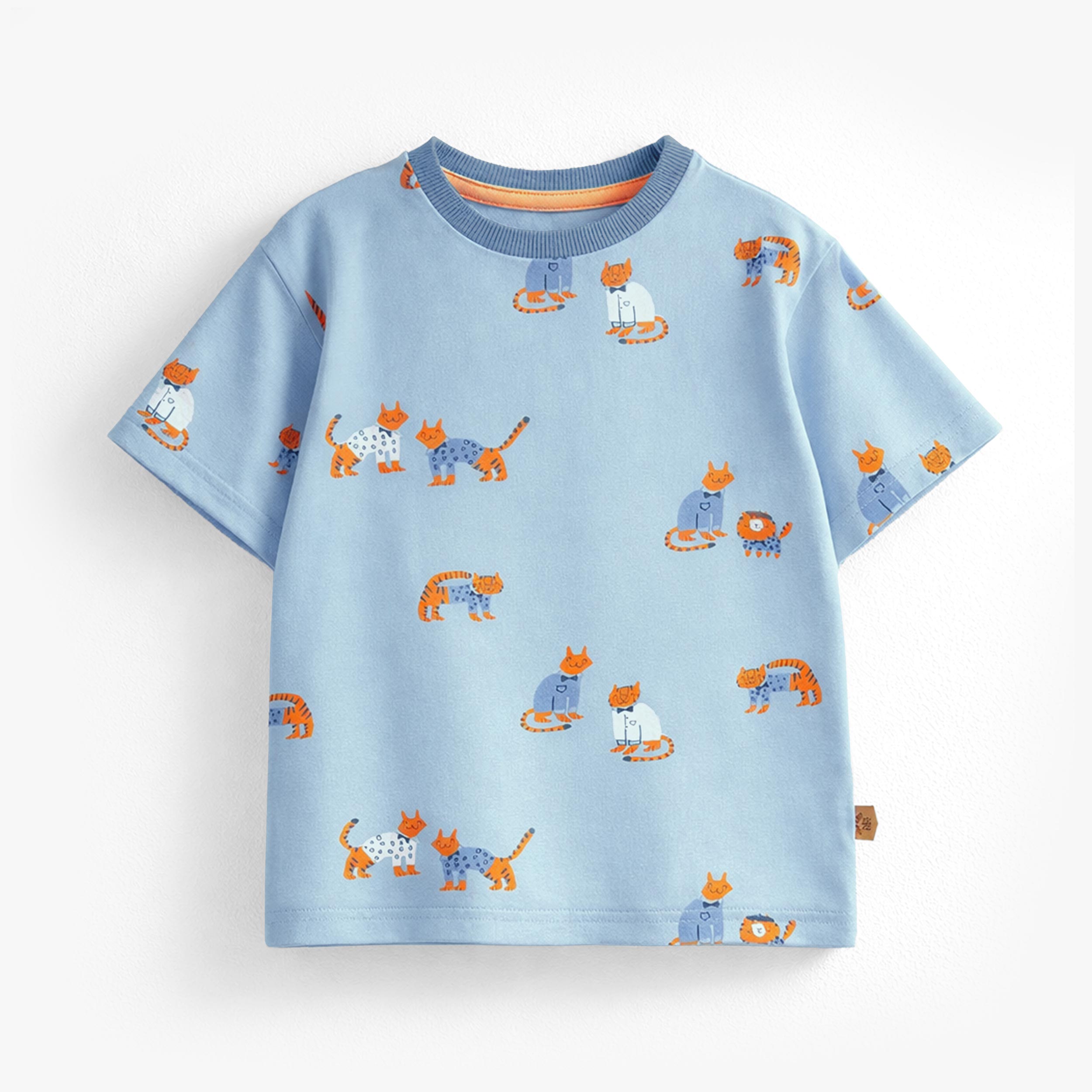 T-shirt bleu à motifs de tigres, enfant - Souris Mini